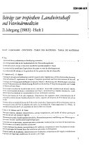 Beiträge zur tropischen Landwirtschaft und Veterinärmedizin