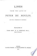 Lines. (The Redbreast of Canterbury Cathedral) from the Latin of P. D. M. ... Translated by ... F. B. Wells