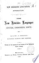 New Hebrides Linguistics. Introductory
