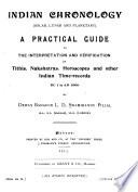 Indian Chronology (solar, Lunar and Planetary)