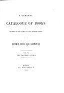 A General Catalogue of Books Offered to the Public at the Affixed Prices: General index. 1892
