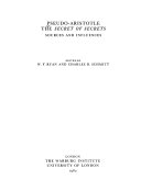 Pseudo-Aristotle, the Secret of Secrets