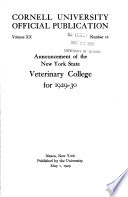 New York State Veterinary College Announcement for ... Sessions