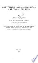 Gottfried Kinkel as Political and Social Thinker