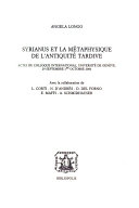 Syrianus et la métaphysique de l'antiquité tardive