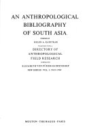 An Anthropological Bibliography of South Asia