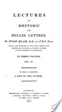 Lectures on Rhetoric and Belles Lettres