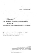 Reports of the American Psychological Association's Project on Scientific Exchange in Psychology
