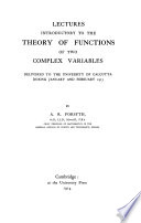 Lectures Introductory to the Theory of Functions of Two Complex Variables