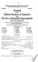 Journal of the Optical Society of America and Review of Scientific Instruments