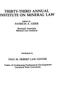 Annual Institute on Mineral Law