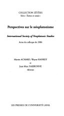 Perspectives Sur Le Néoplatonisme