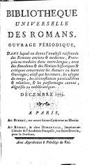 Bibliotheque universelle des Romans, ouvrage periodique