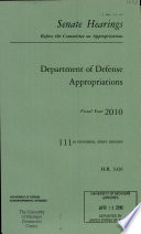 Department of Defense Appropriations for Fiscal Year 2010