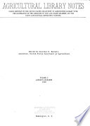 Agricultural Library Notes