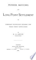 Pioneer Sketches of Long Point Settlement