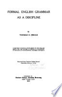 Formal English Grammar as a Discipline