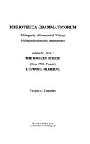 Bibliotheca Grammaticorum: 1-3. The modern period (circa 1790 - present) 3v