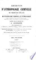 Archives d'anthropologie criminelle, de criminologie et de psychologie normale et pathologique