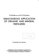 Simultaneous Application of Organic and Mineral Fertilizers