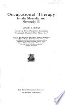 Occupational Therapy for the Mentally and Nervously Ill