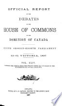 Official Reports of the Debates of the House of Commons of the Dominion of Canada