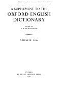 A Supplement to the Oxford English Dictionary: O-Scz