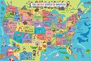 USA Map Kids' Floor Puzzle - Fun and educational! Learn geography, state capitols, and historic landmarks.