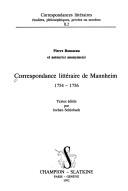Correspondance littéraire de Mannheim, 1754-1756
