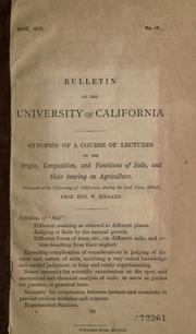 Synopsis of a course of lectures on the origin, composition, and functions of soils, and their bearing on agriculture