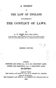 A digest of the law of England with reference to the conflict of laws