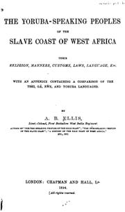 The Yoruba-speaking peoples of the Slave Coast of West Africa