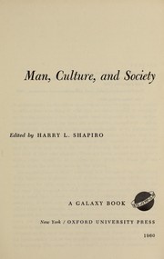 Man, culture, and society