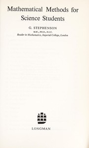 Mathematical methods for science students