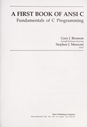 A first book of ANSI C