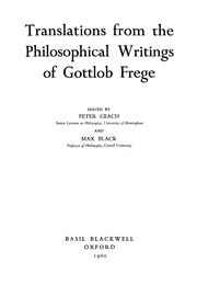 Translations from the philosophical writings of Gottlob Frege