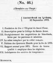 Circulaire au clergé