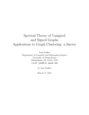 Spectral theory of unsigned and signed graphs, applications to graph clustering