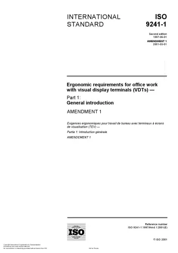 Ergonomic requirements for office work with visual display terminals (VDTs) -- Part 1: General introduction