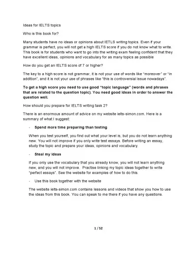 Ideas for IELTS Topics